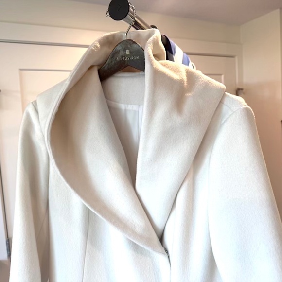 Wool Midi Coat with Hood in Winter White - Small (NWOT) - Picture 6 of 14